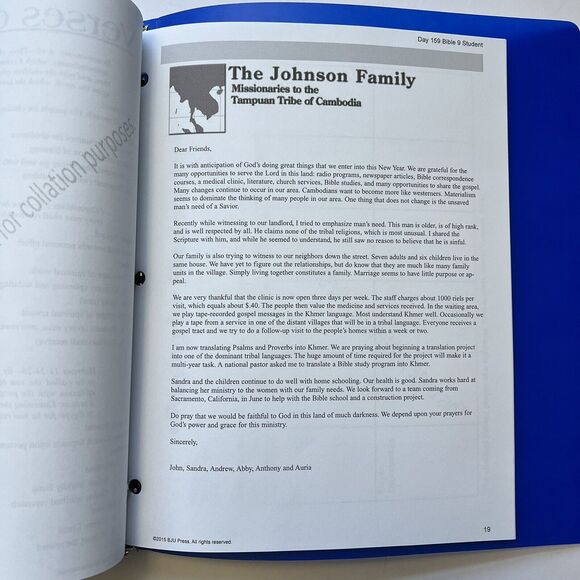 BJU Press Bob Jones University Bible 9 Student Handouts Homeschool Curriculum - Picture 8 of 10